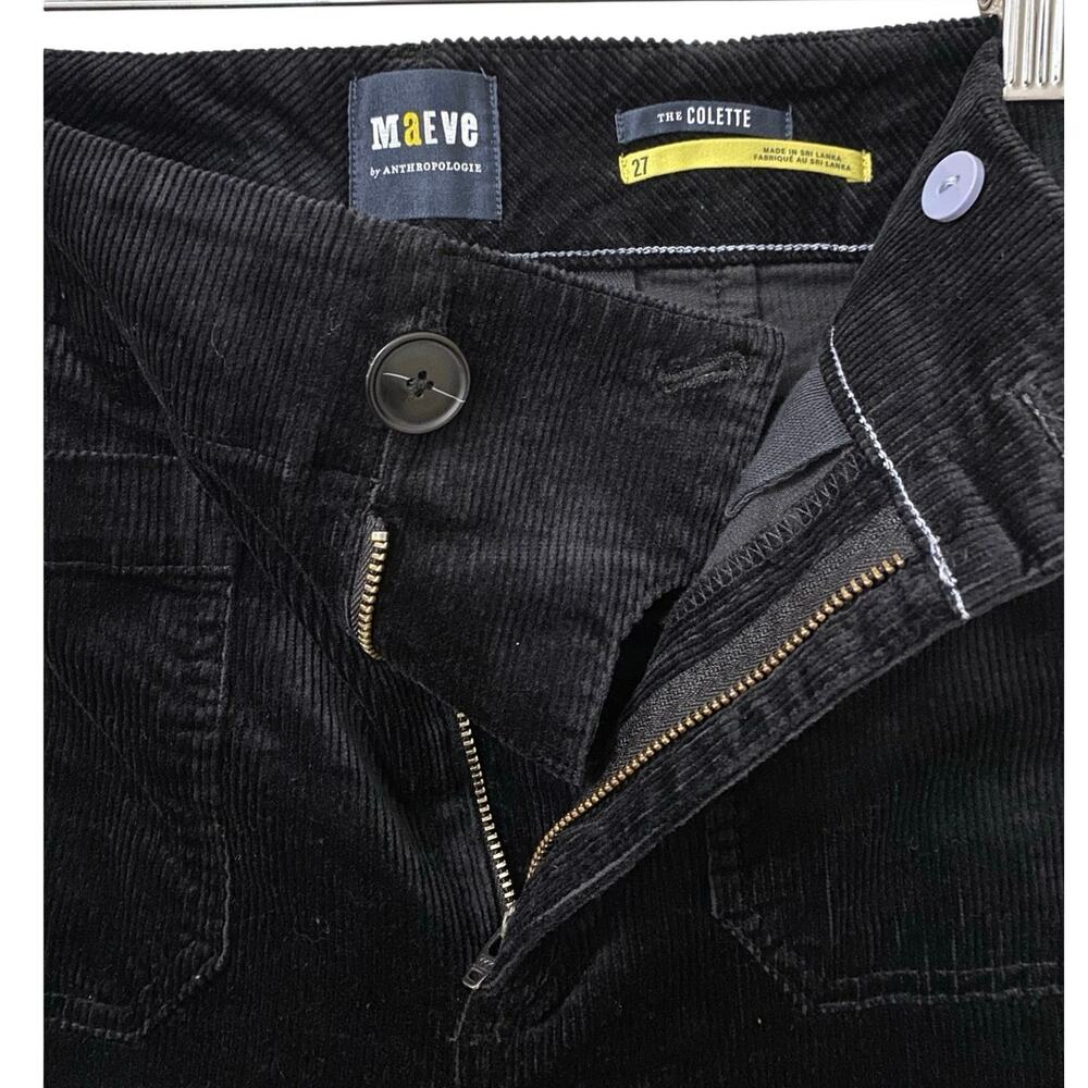 Maeve Anthropologie The Colette Pant US 27 Wide Leg Crop Black Corduroy NEW - Picture 11 of 15